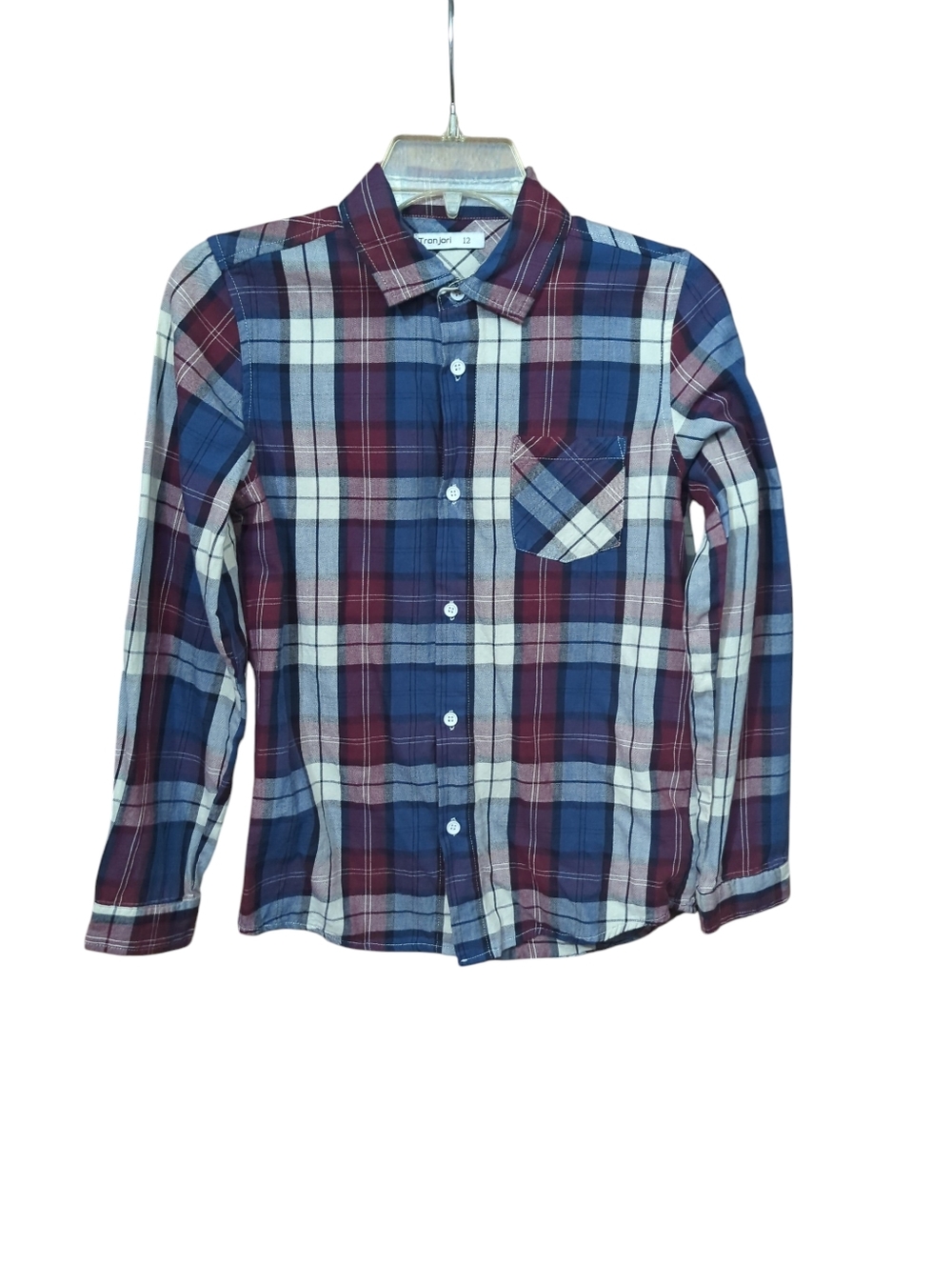 Tronjori Boys Long Sleeve Button-Down Shirt Kids Size 12.